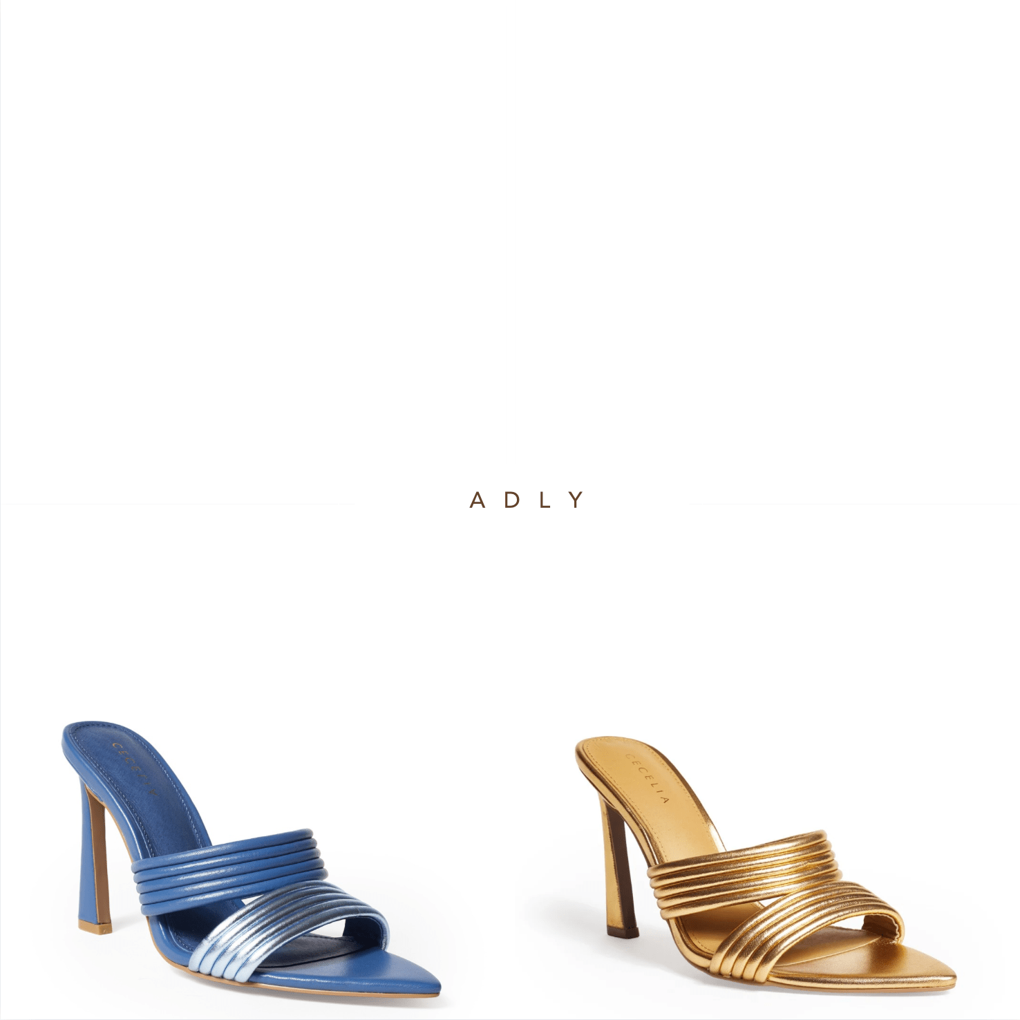 Cecelia New York Adly Blue Metallic Slide High Heel Sandal