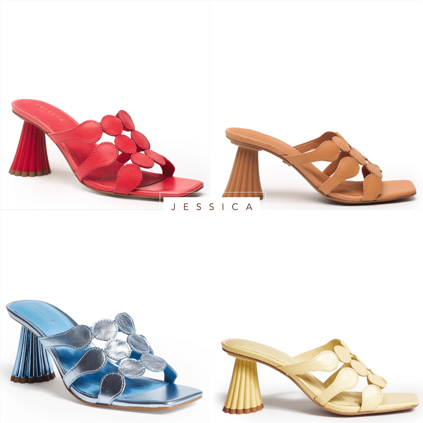 metallic blue gold butter yellow coral tan slide sandals
