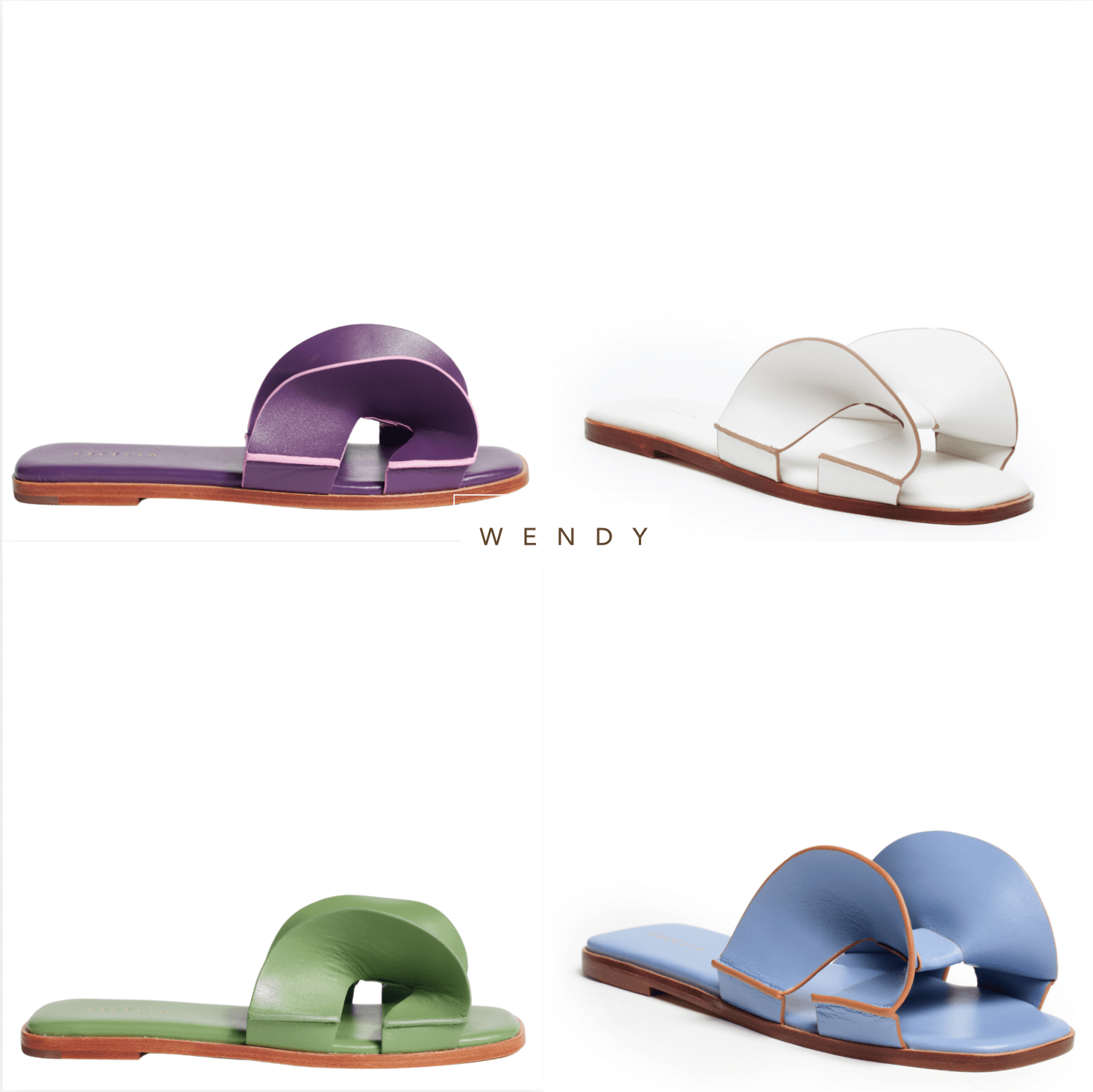 leather flat sandal purple blue green white black Cecelia New York