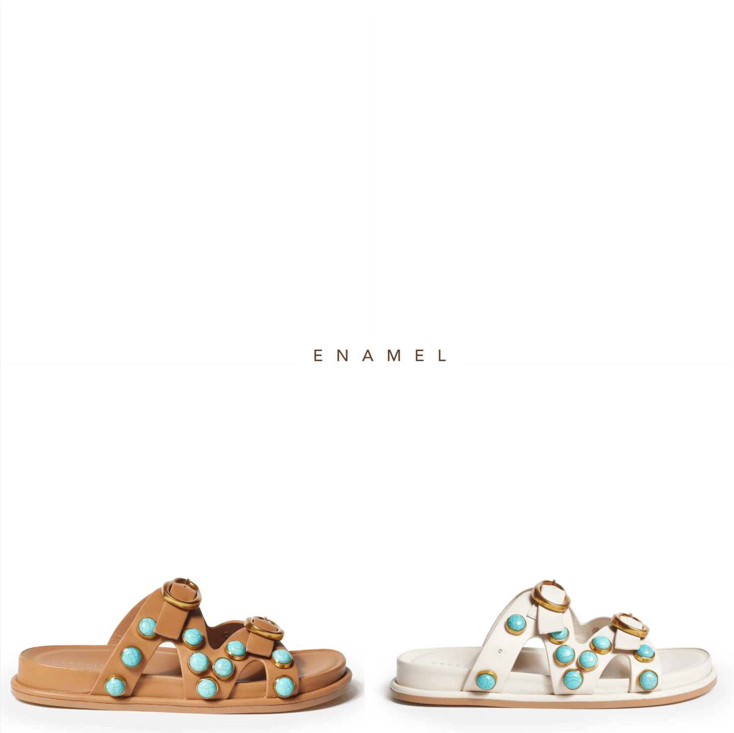 double strap leather sandals cushion footbed with turquoise gem