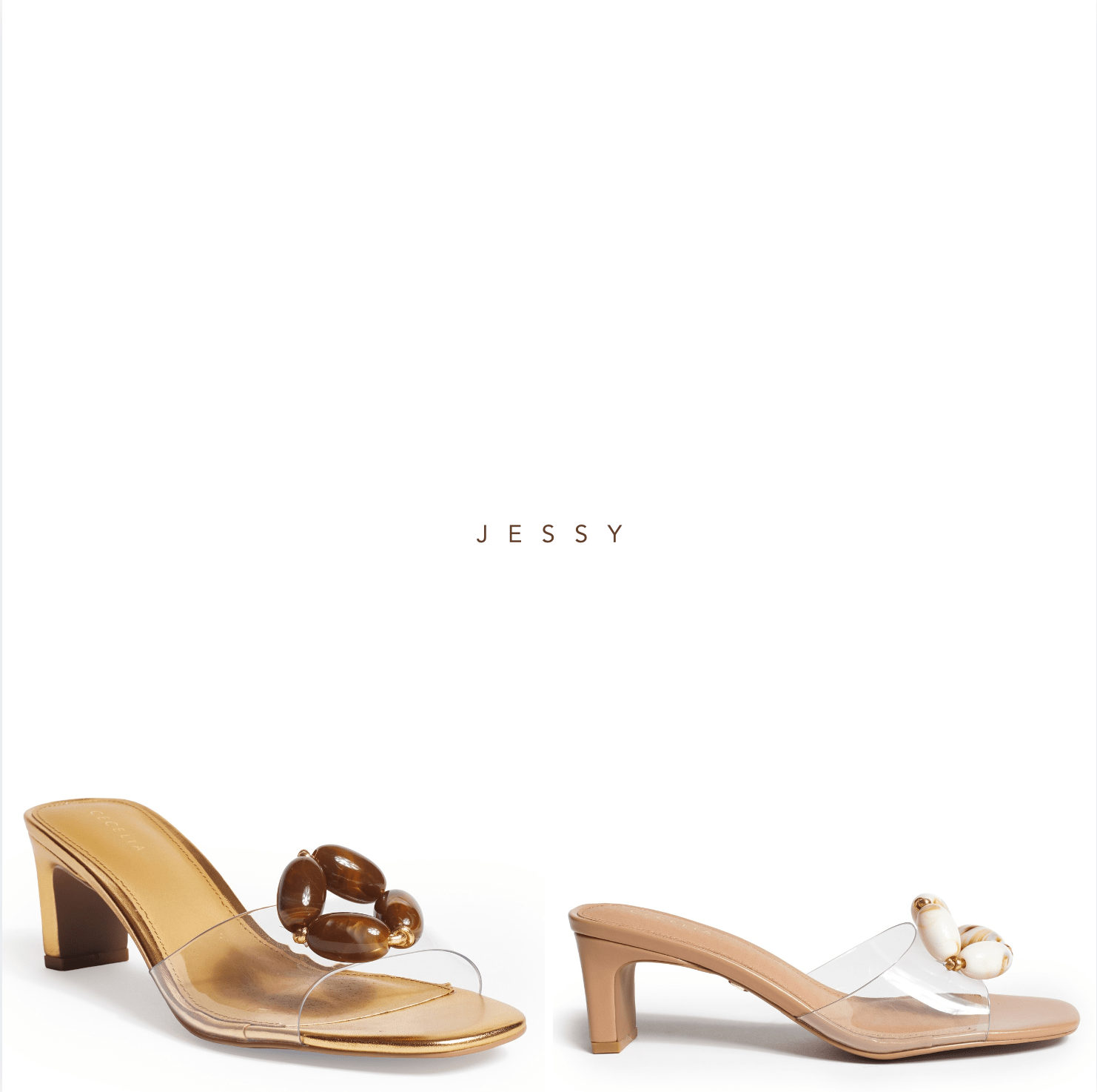 natural stone metallic slide sandals Jessy by Cecelia New York