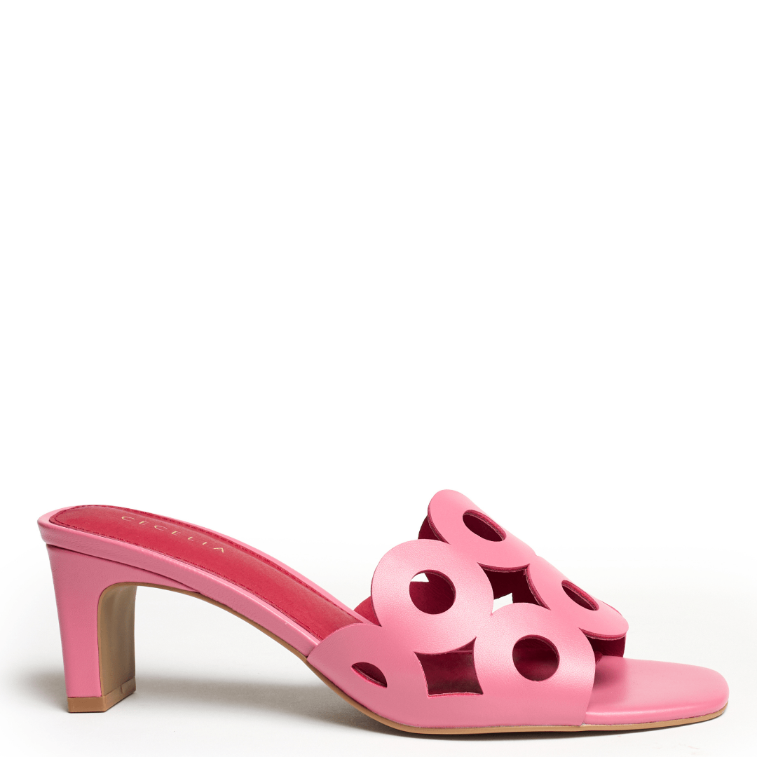 Celegant pink shop  Belmont - Leather Statement Slide Sandal - Pink – Cecelia New York