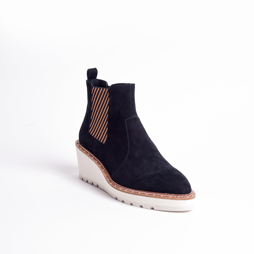 CECELIA NEW YORK - GEMMA SLIP ON LOW WEDGE BOOT BLACK