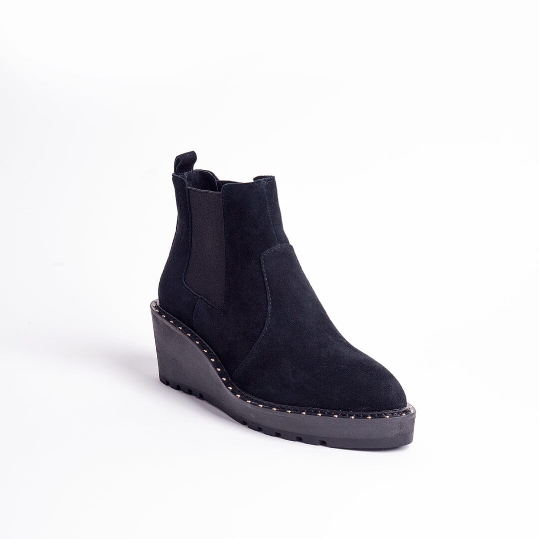 CECELIA NEW YORK - GEMMA SLIP ON LOW WEDGE BOOT ALL BLACK