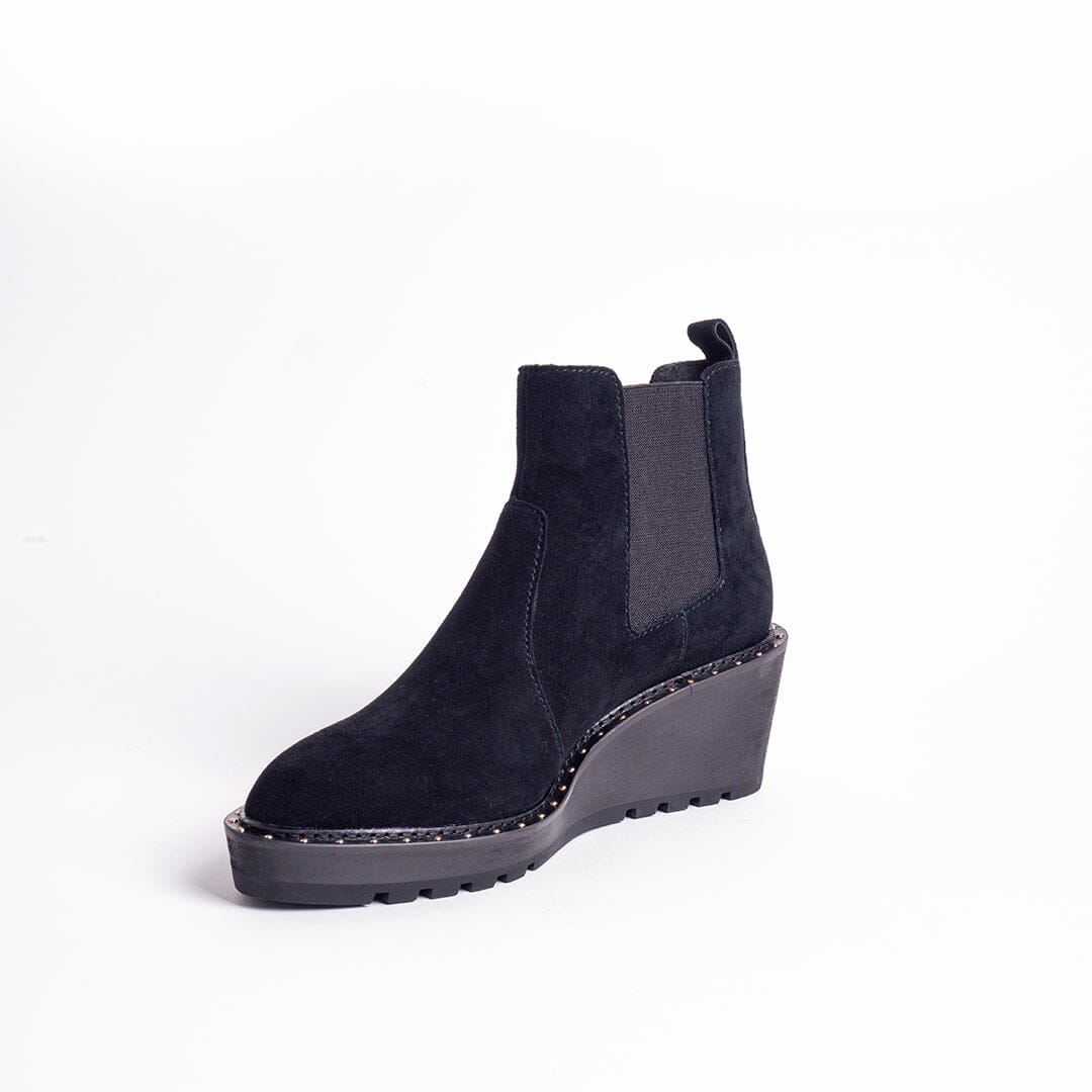 CECELIA NEW YORK - GEMMA SLIP ON LOW WEDGE BOOT ALL BLACK