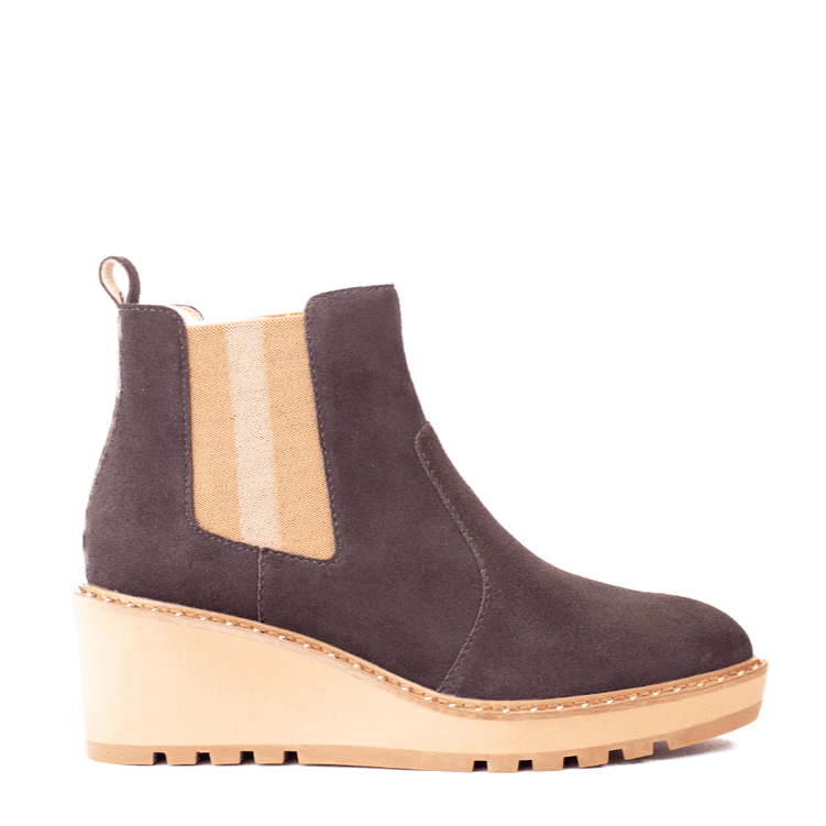 CECELIA NEW YORK - GEMMA SLIP ON LOW WEDGE BOOT BROWN