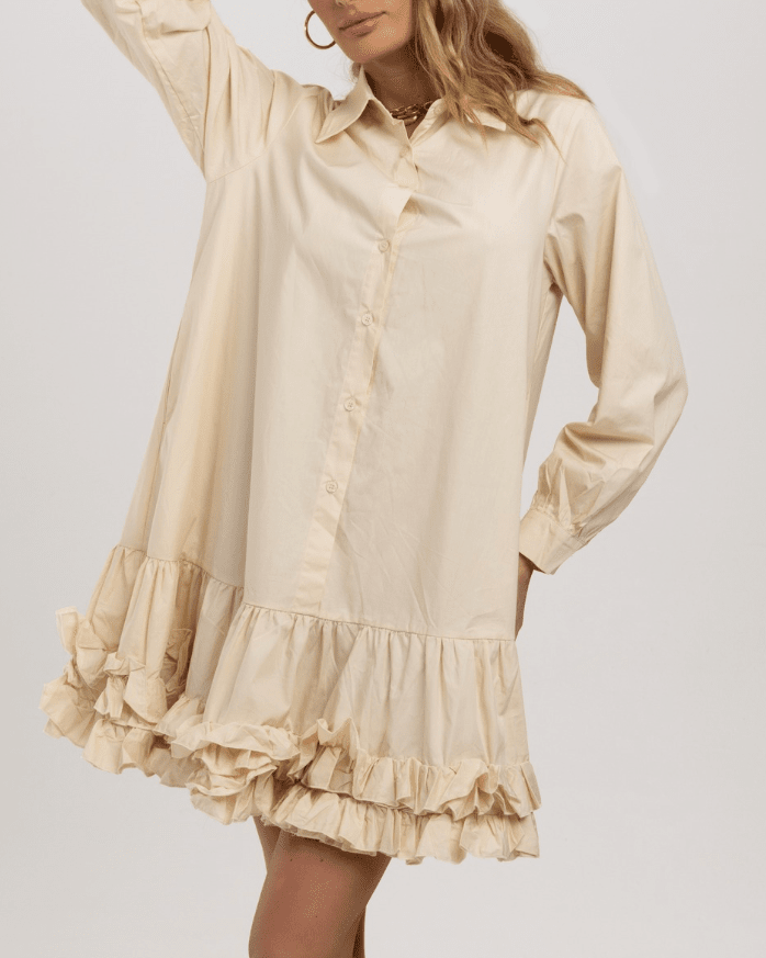 Rachel - Shirt Dress - Beige S / Bone