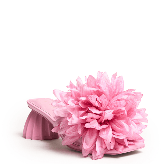 pastel pink slip on sandal with large flower