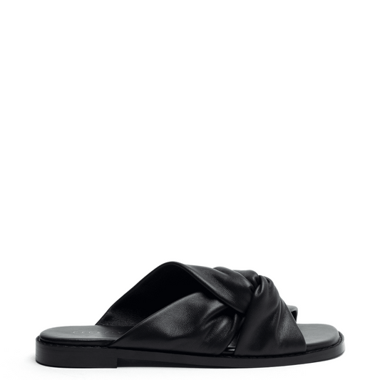 black travel sandal flat