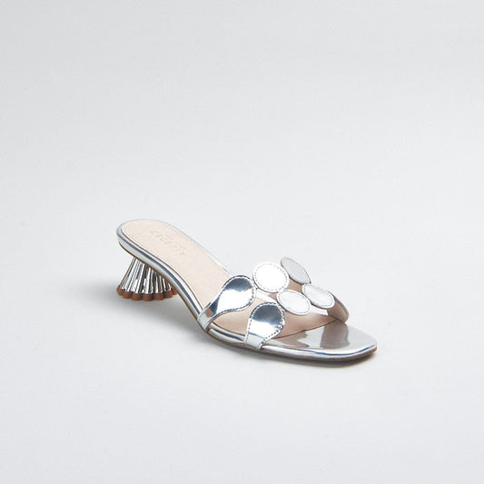 Dressy Mirror Silver Slide Sandal