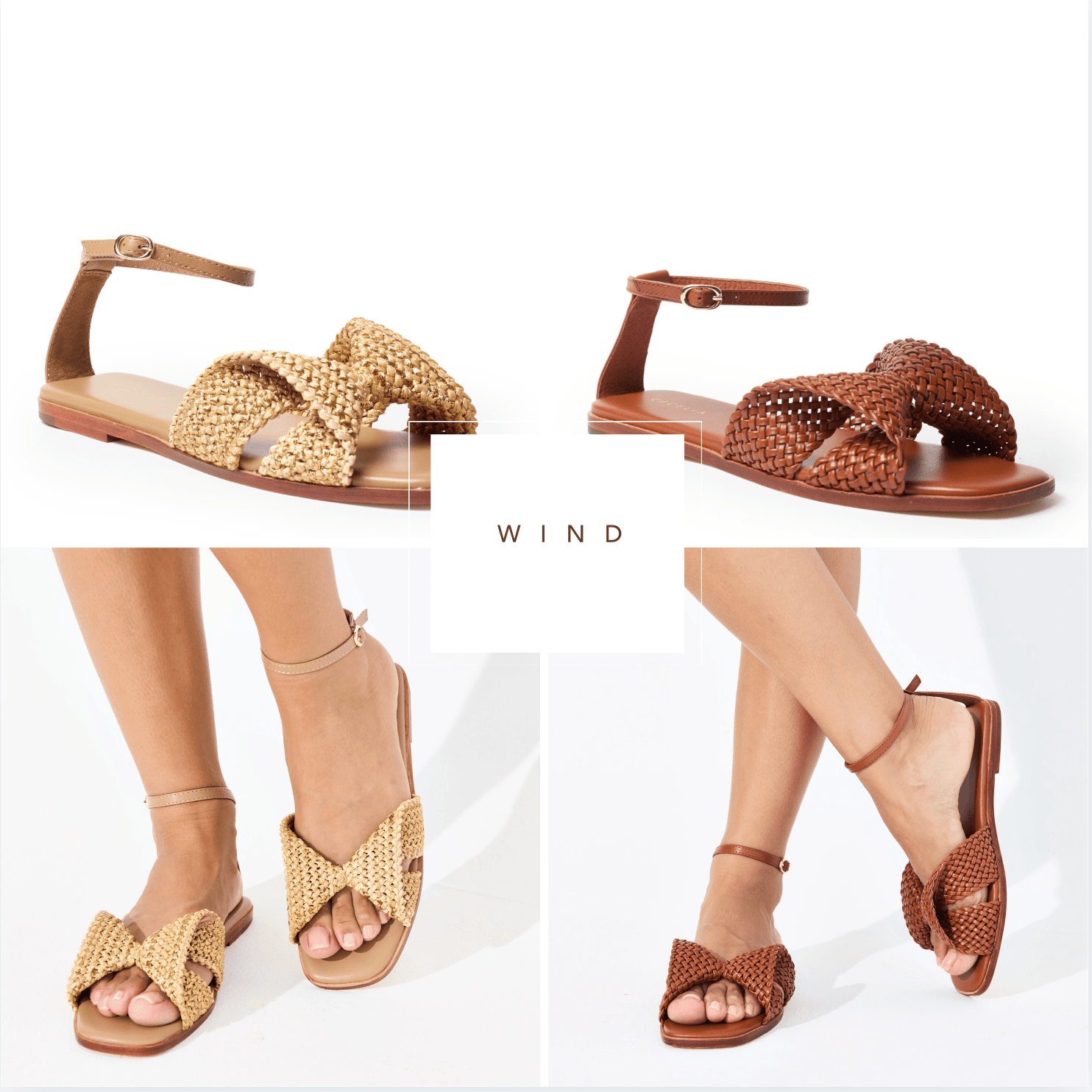 Wind Woven Leather Summer Sandal Ankle Strap 