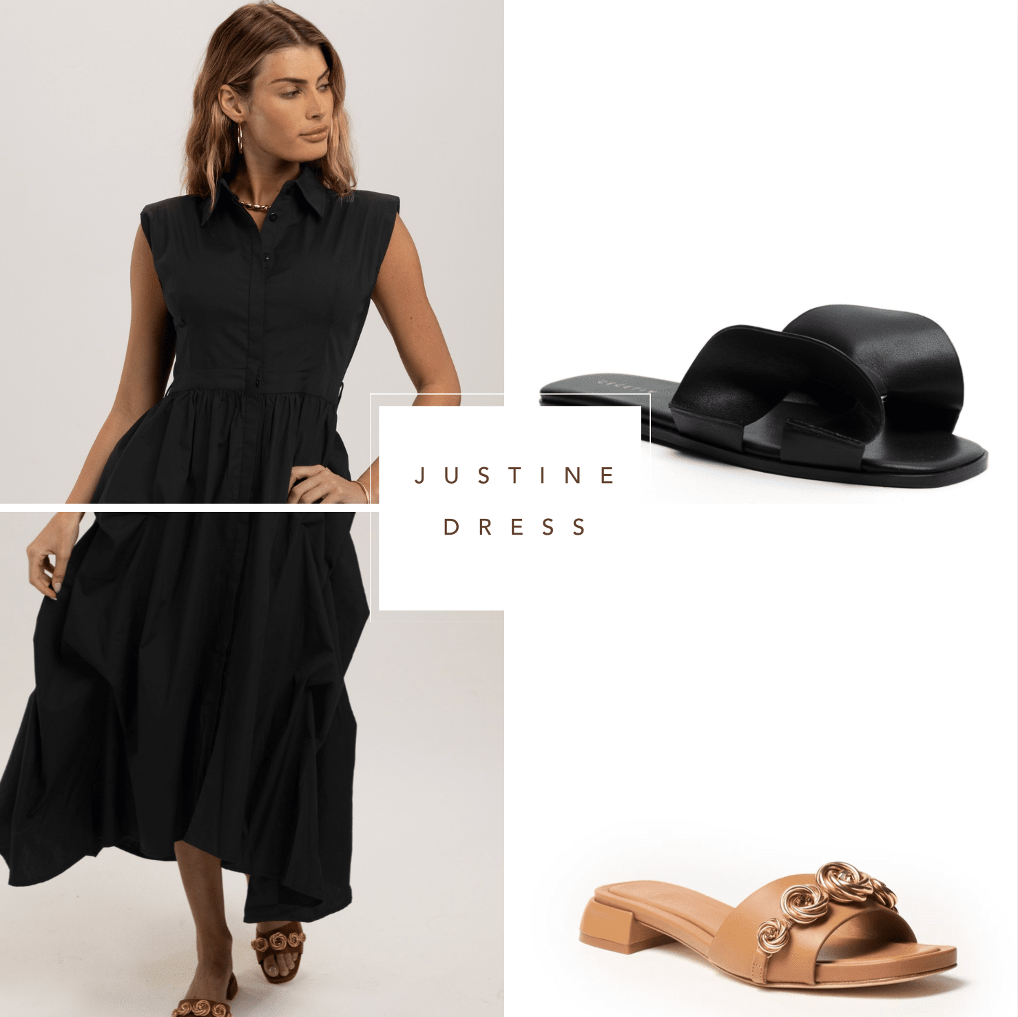 Justine Dress Wendy Black Sandal Bonnie Rose Sandal