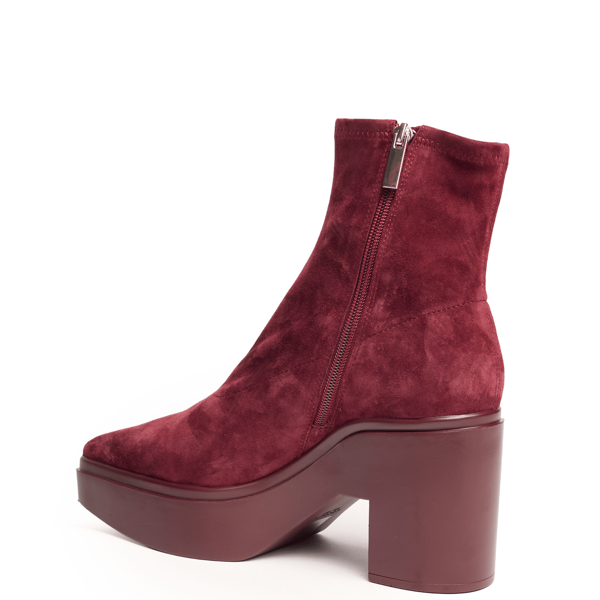 LAWRENCE - BURGUNDY SUEDE PLATFORM BOOTIE
