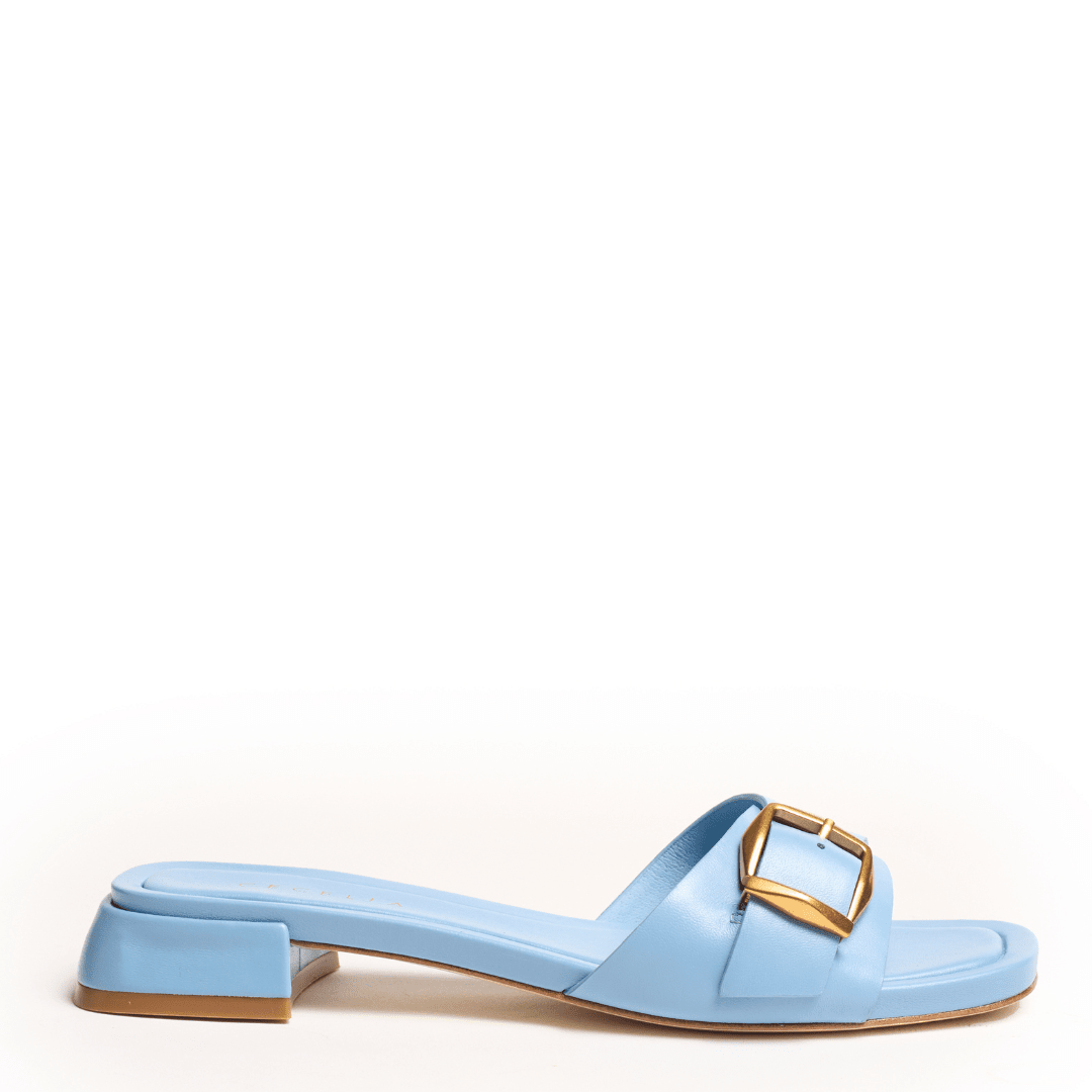 BONNIE BUCKLE - Blue Flat Sandal