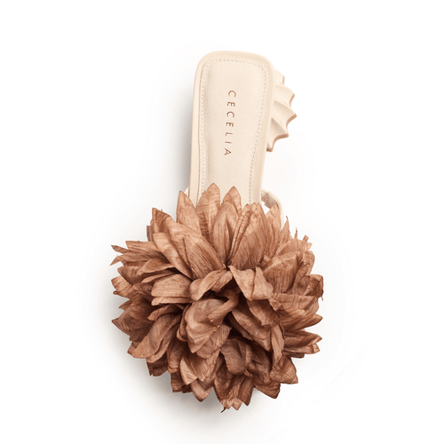 DAHLIA - OAT TAUPE FLORAL SANDAL