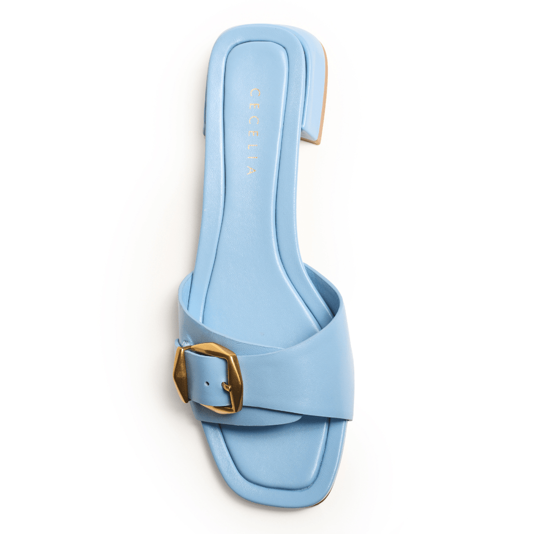 BONNIE BUCKLE - Blue Flat Sandal