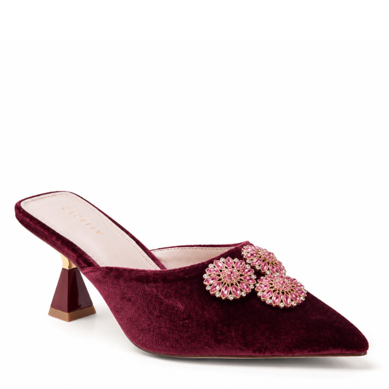 JOICE - BURGUNDY VELVET MULE