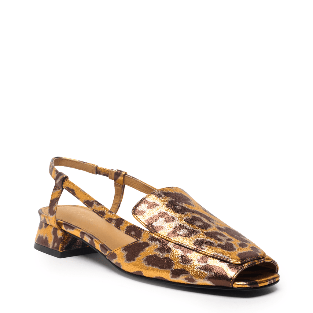 MONTY - METALLIC LEOPARD SLING BACK - Final Few