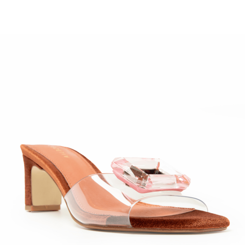 PARK AVE JEWEL - COGNAC VELVET SANDAL