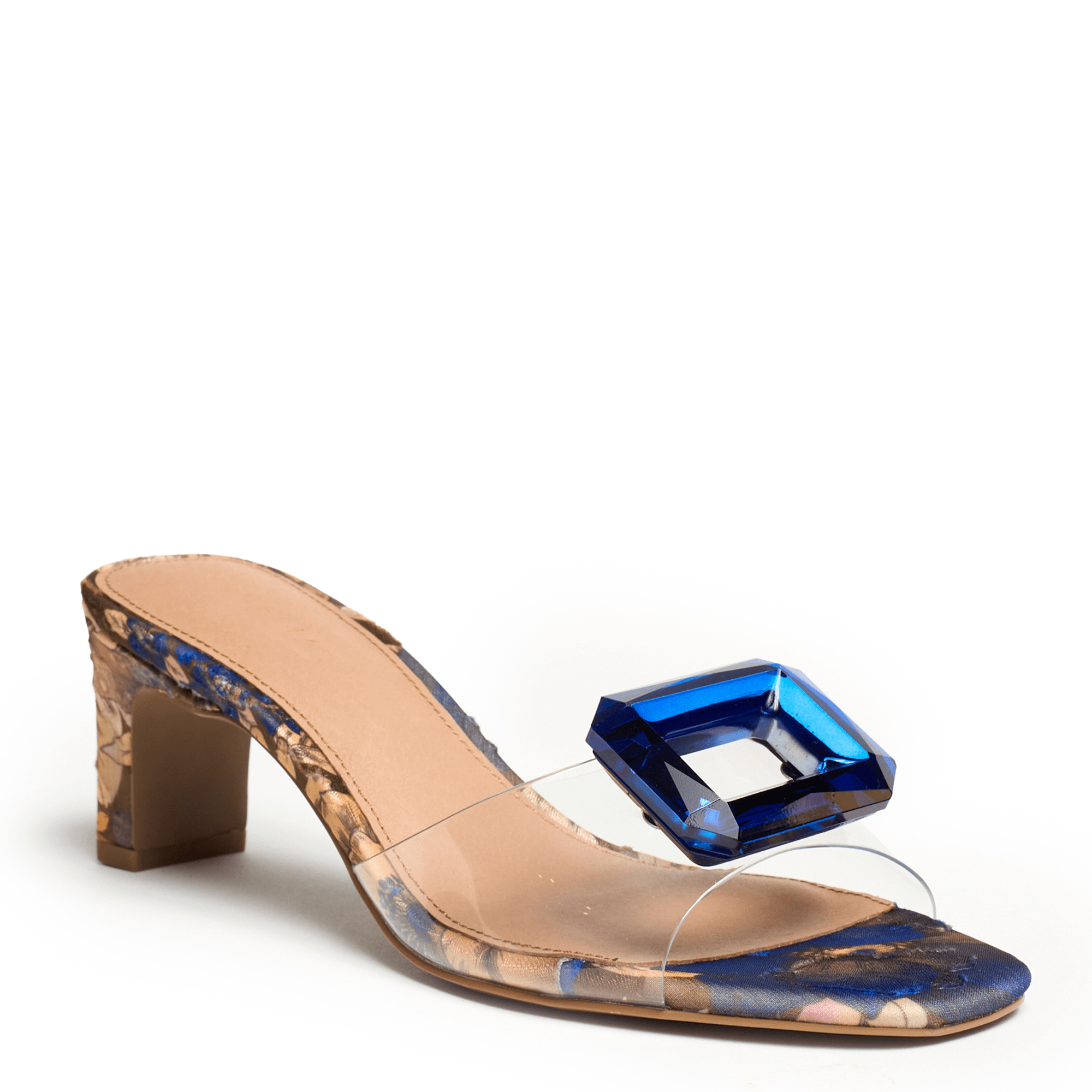 PARK AVE JEWEL - Blue Brocade Sandal