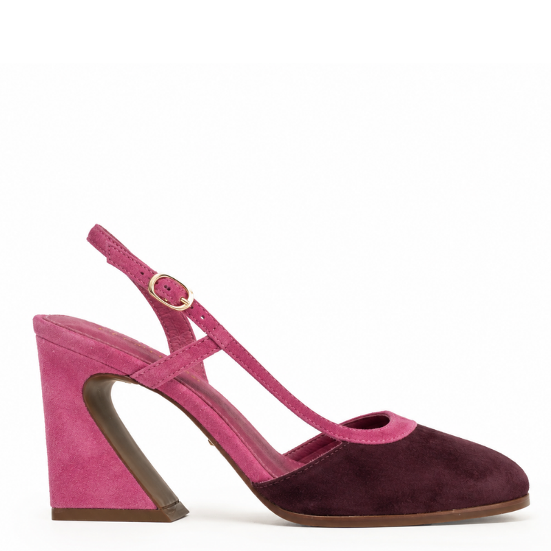 SOPHIA - PINK BURGUNDY SUEDE SLINGBACK