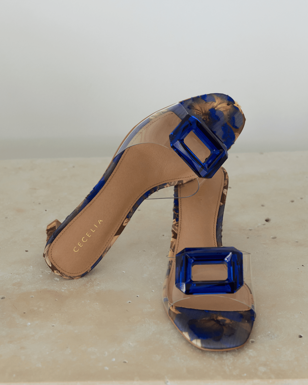 PARK AVE JEWEL - Blue Brocade Sandal