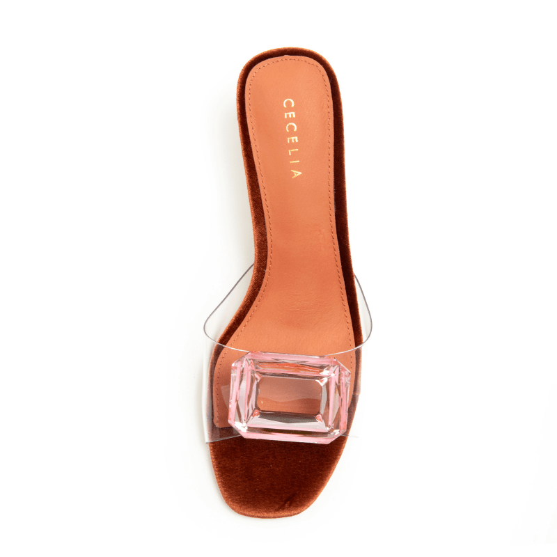 PARK AVE JEWEL - COGNAC VELVET SANDAL