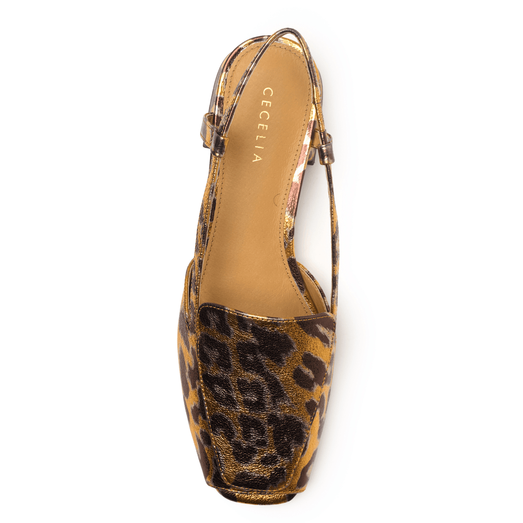 MONTY - METALLIC LEOPARD SLING BACK - Final Few
