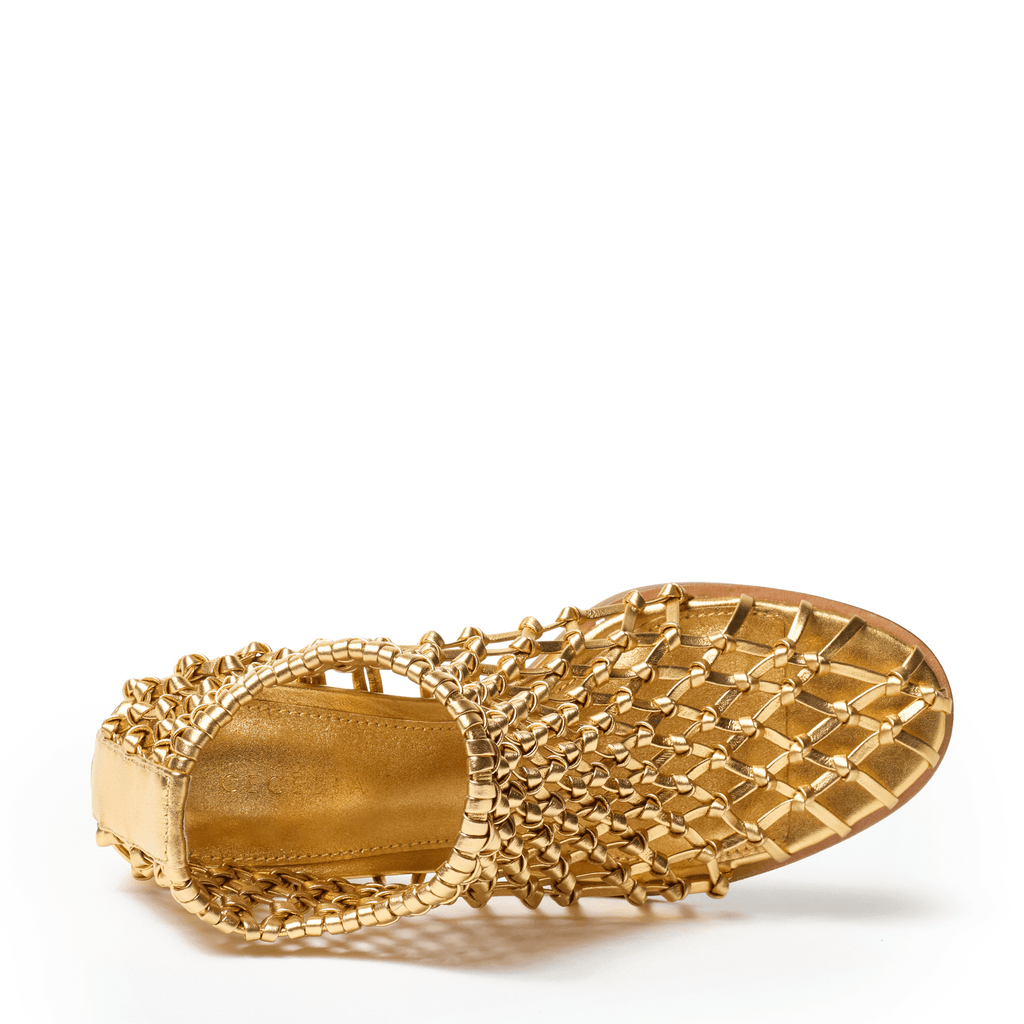 Never Woven Leather Bootie - Gold Metallic – Cecelia New York