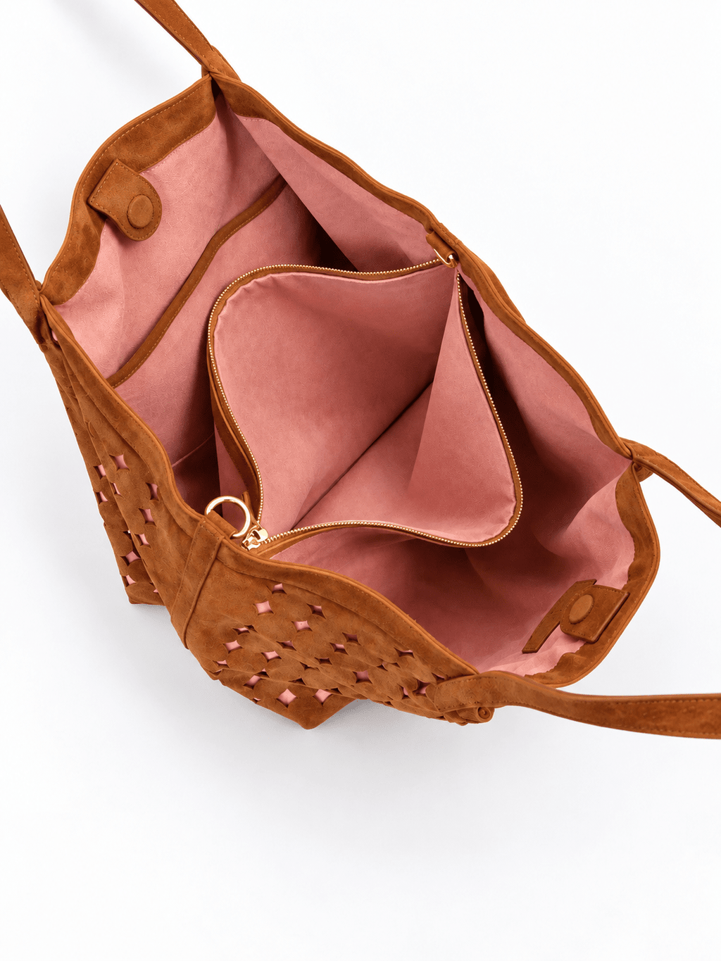 BUNNY TOTE - COGNAC SUEDE HANDBAG