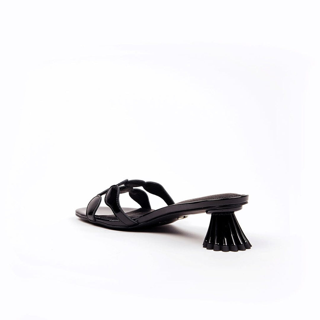Black patent leather elegant slide sandal dressy