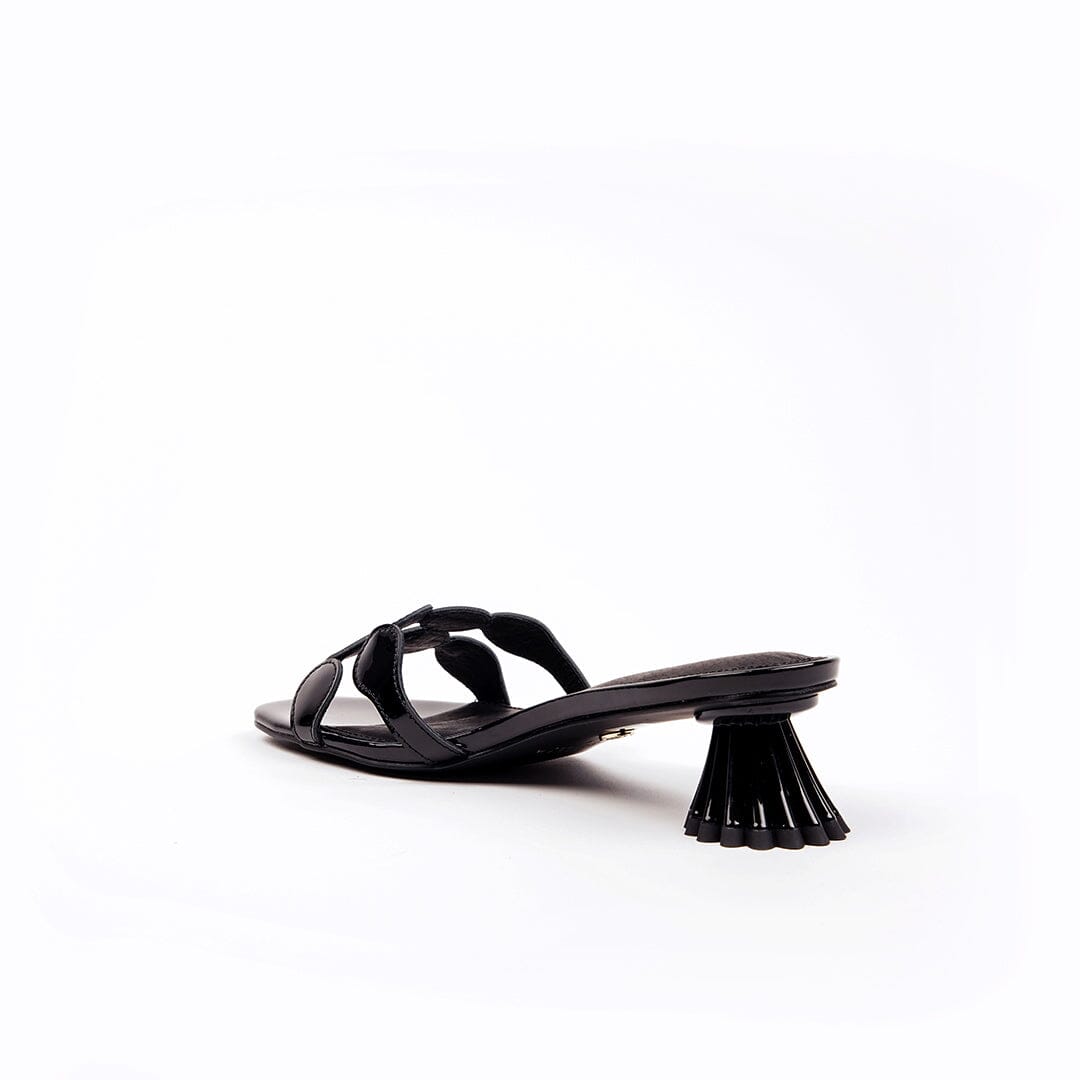 Black patent leather elegant slide sandal dressy