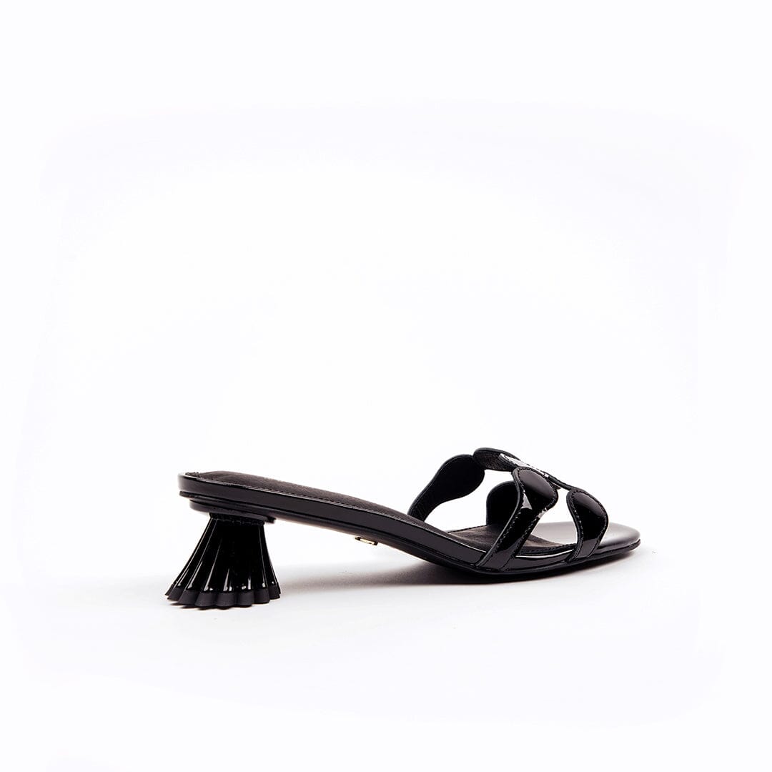 Black Patent Leather Dress Slide Sandal 