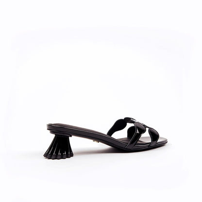 Black Patent Leather Dress Slide Sandal 