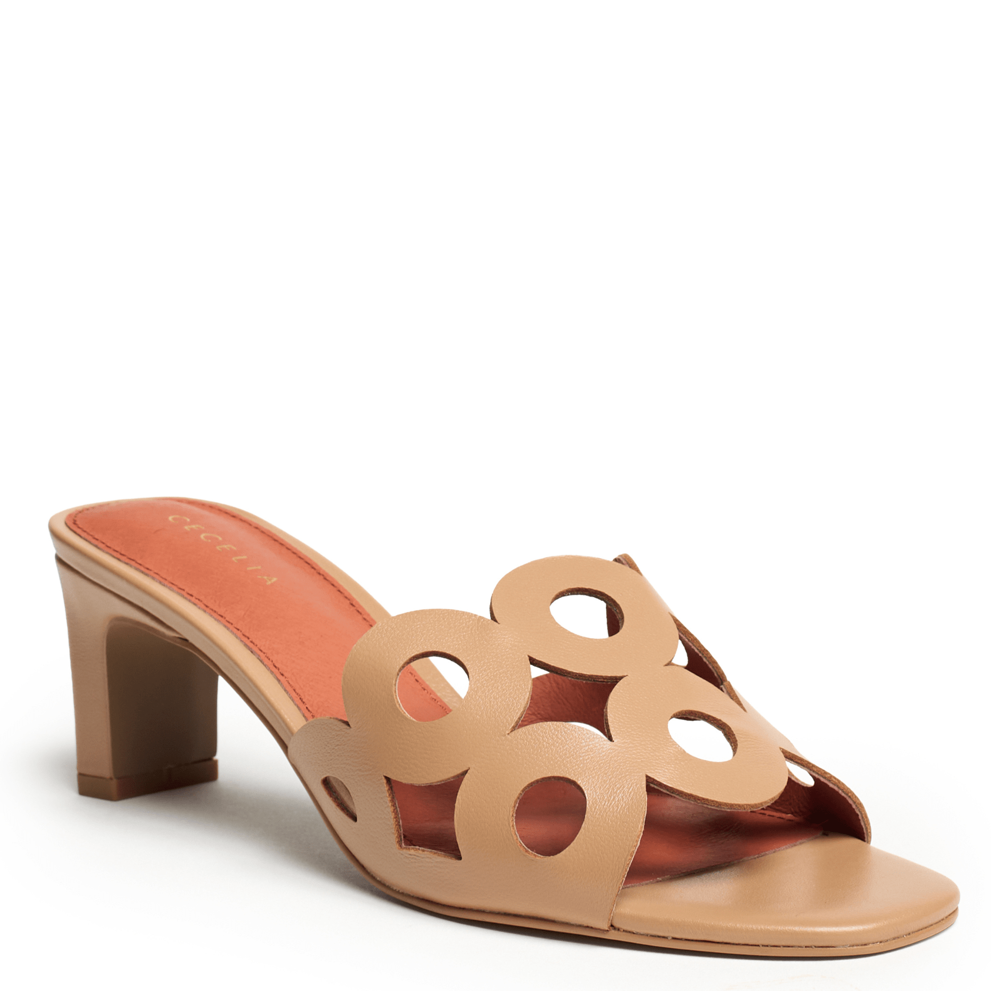 Tea Tan sandal with cut-out design slide sandal