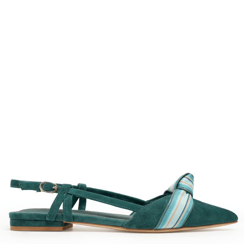 BRIANNA - TEAL SUEDE FLAT