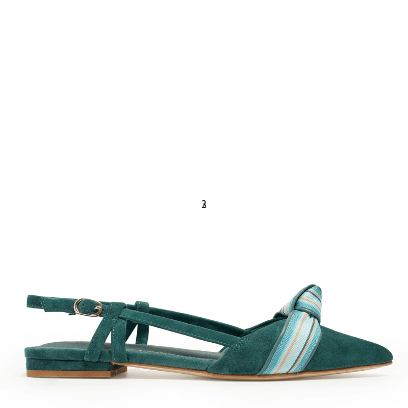 BRIANNA - TEAL SUEDE FLAT