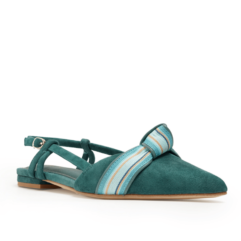 BRIANNA - TEAL SUEDE FLAT