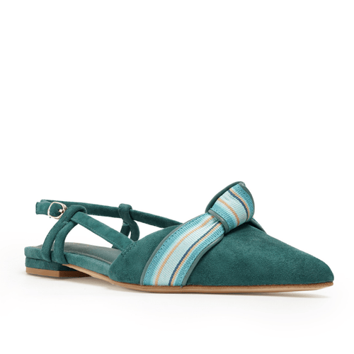 BRIANNA - TEAL SUEDE FLAT