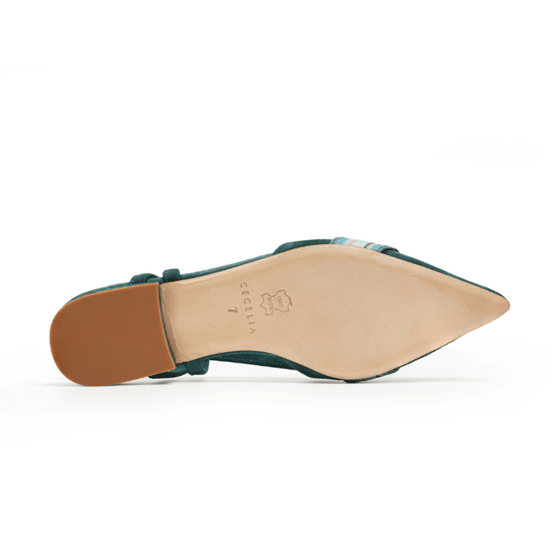 BRIANNA - TEAL SUEDE FLAT