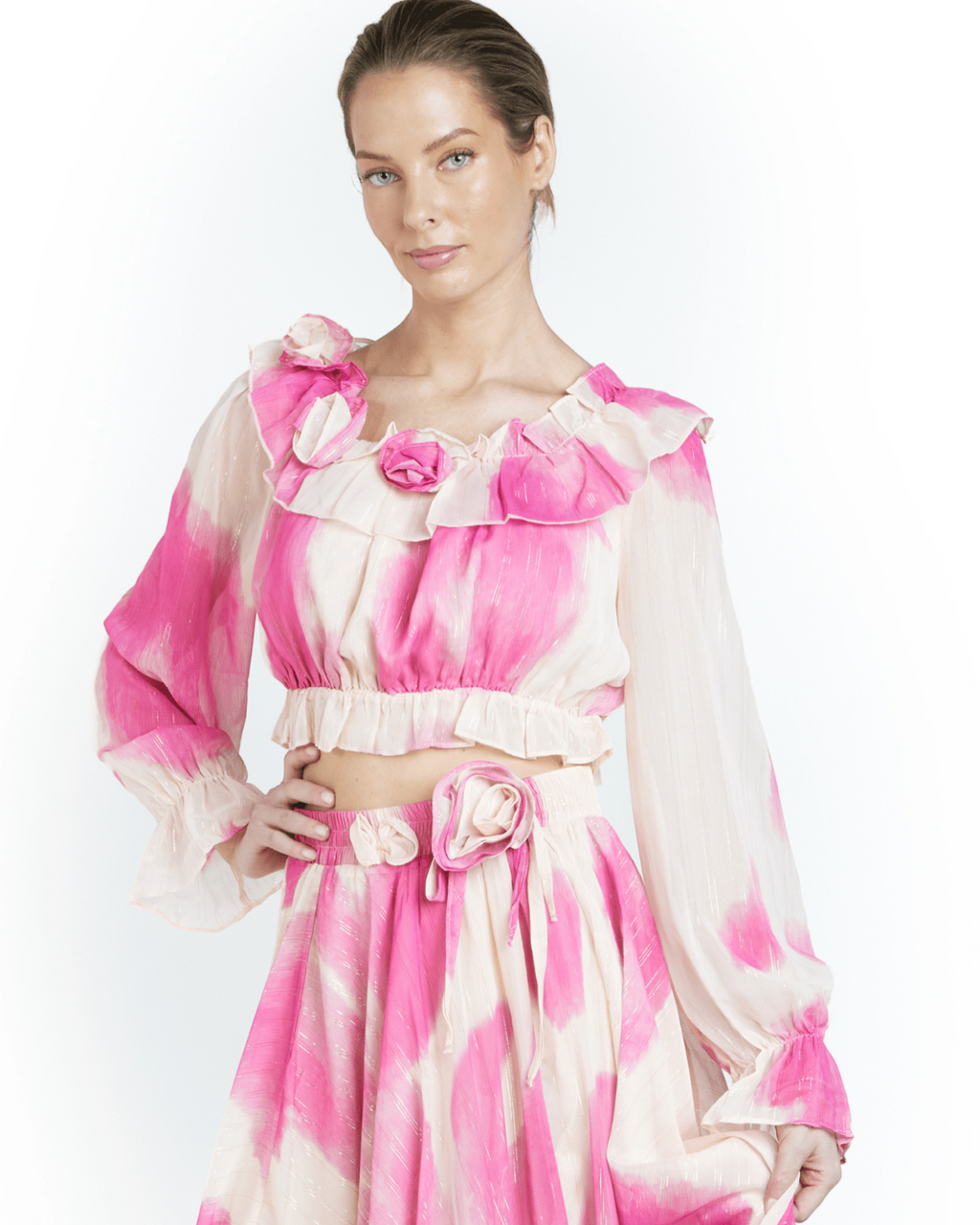Pink cream designer blouse cecelia new york