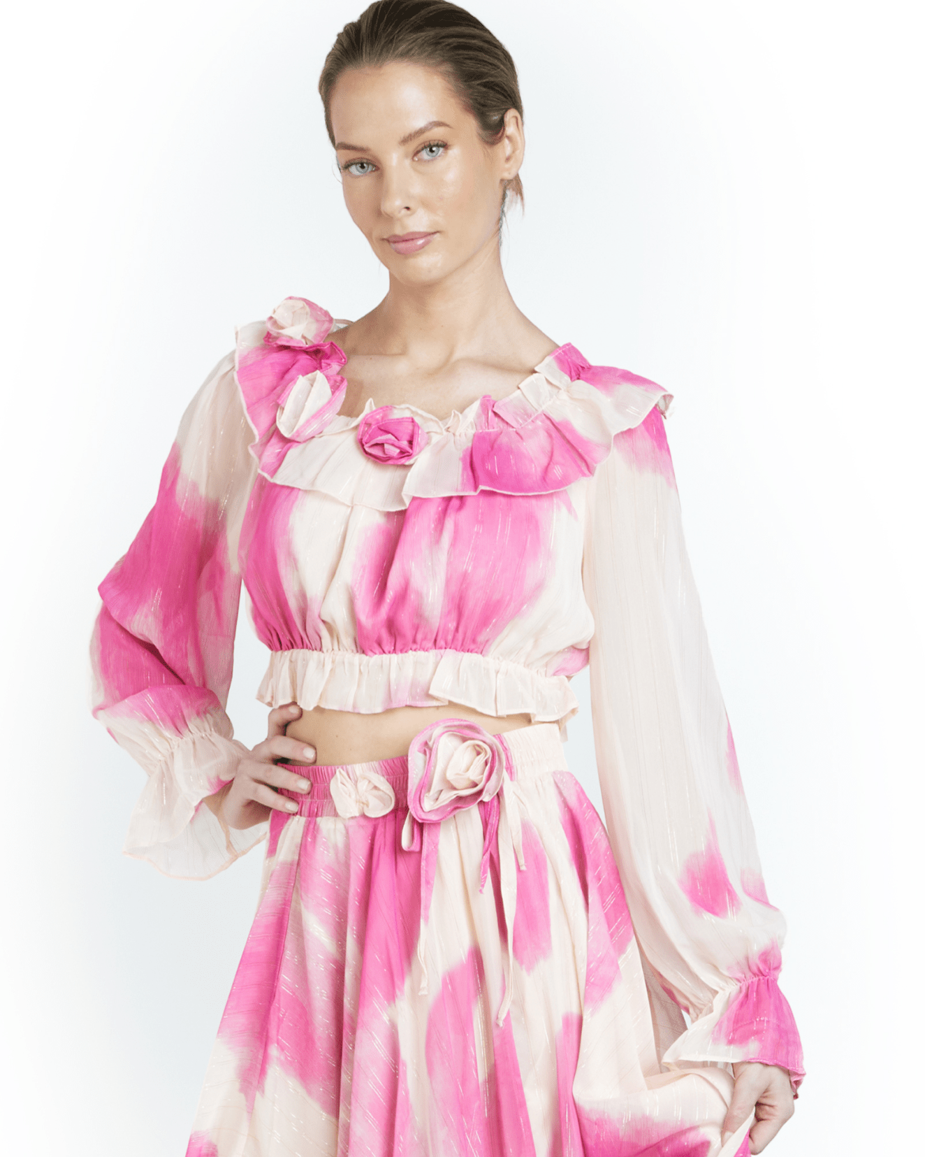 Pink cream designer blouse cecelia new york