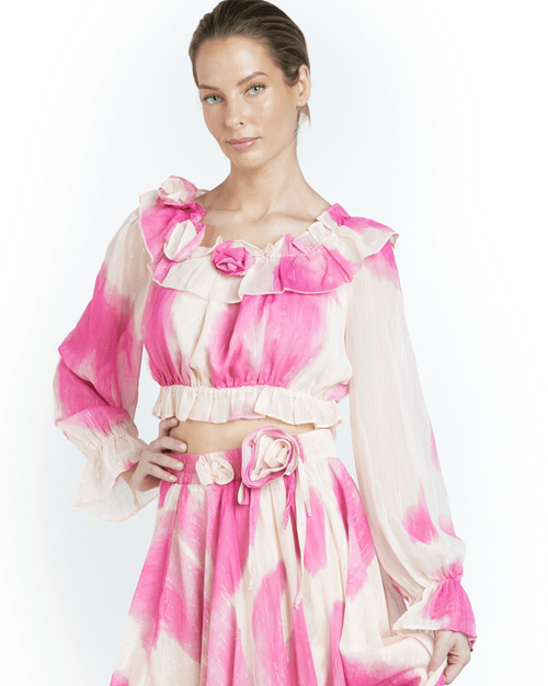 Pink cream designer blouse cecelia new york