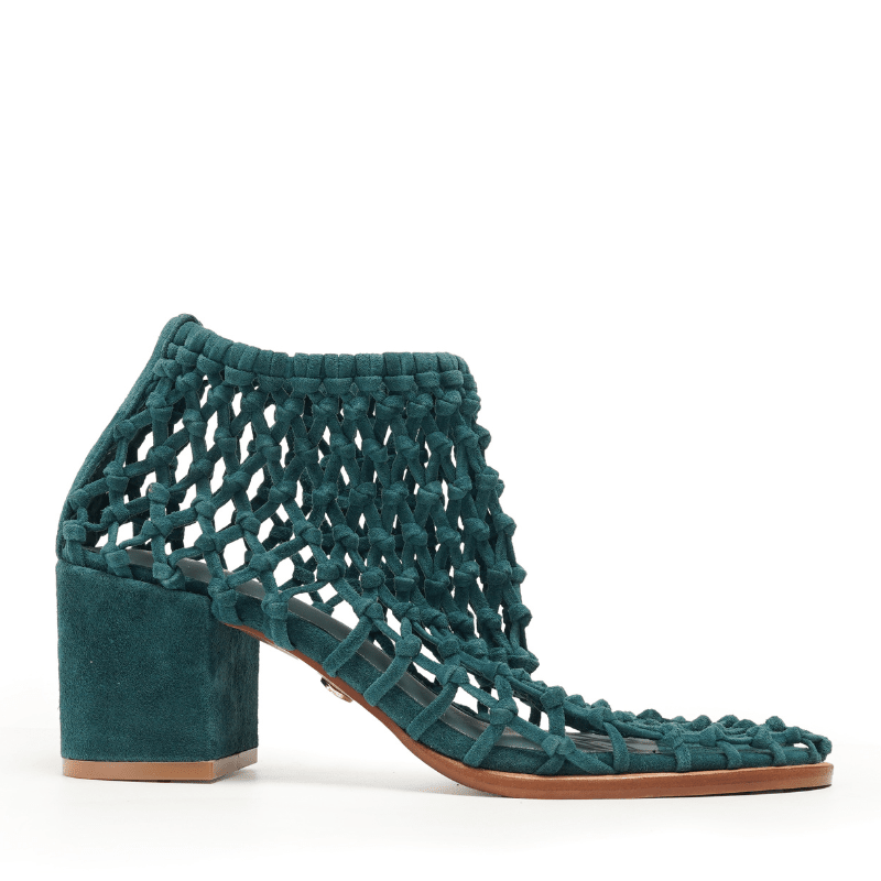 NEVER - FOREST GREEN SUEDE KNOTTED BOOTIE