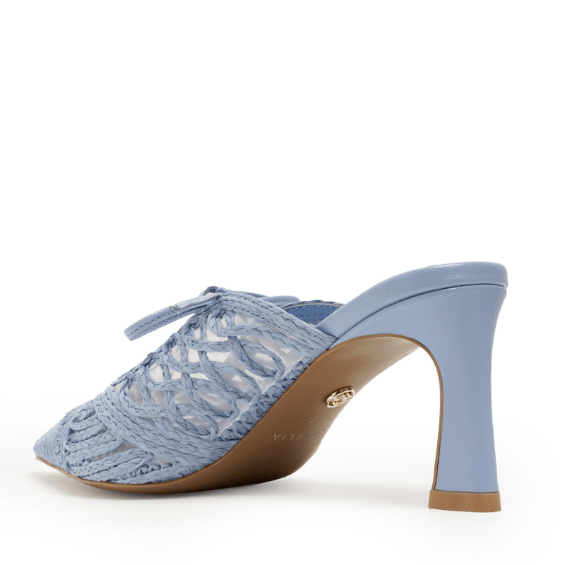 Cecelia New York Light Blue lace raffia woven womens mule slide Fall 2026 Shoe