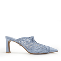 Light Blue Raffia  pointed-toe slide mule shoe with a high heel Fall 2026 womens shoes