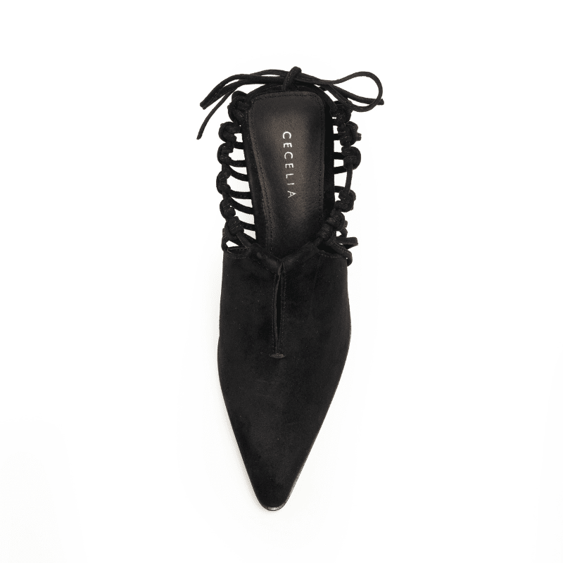 CHRISTINA - BLACK LACE-BACK BOOTIE
