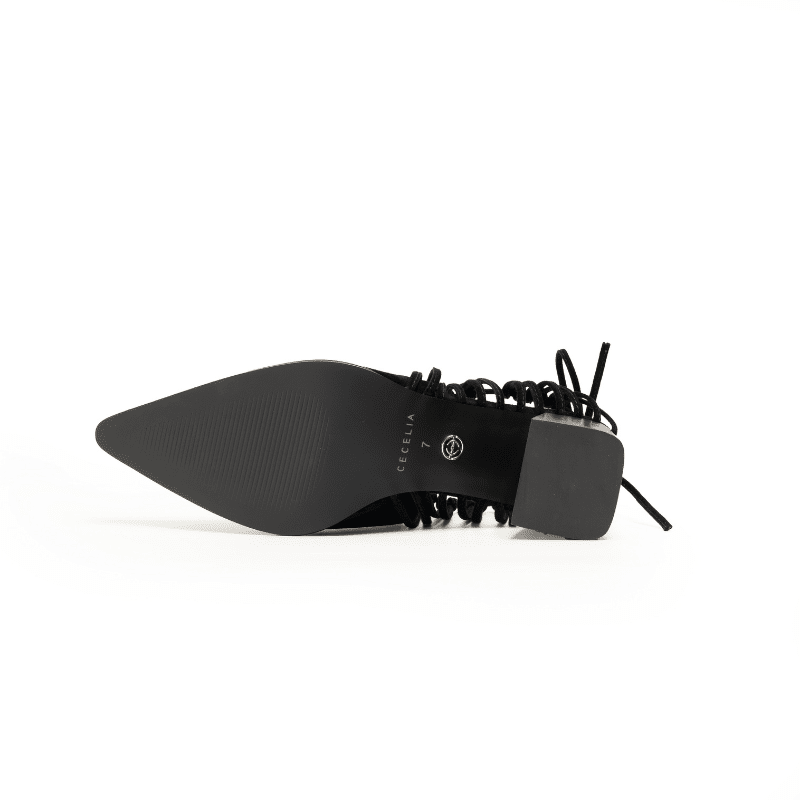 CHRISTINA - BLACK LACE-BACK BOOTIE