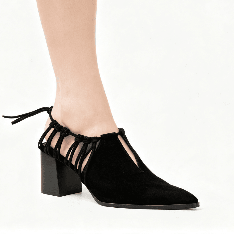 CHRISTINA - BLACK LACE-BACK BOOTIE