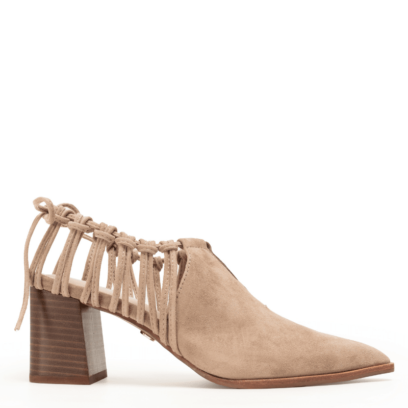 CHRISTINA - TAUPE LACE-BACK BOOTIE